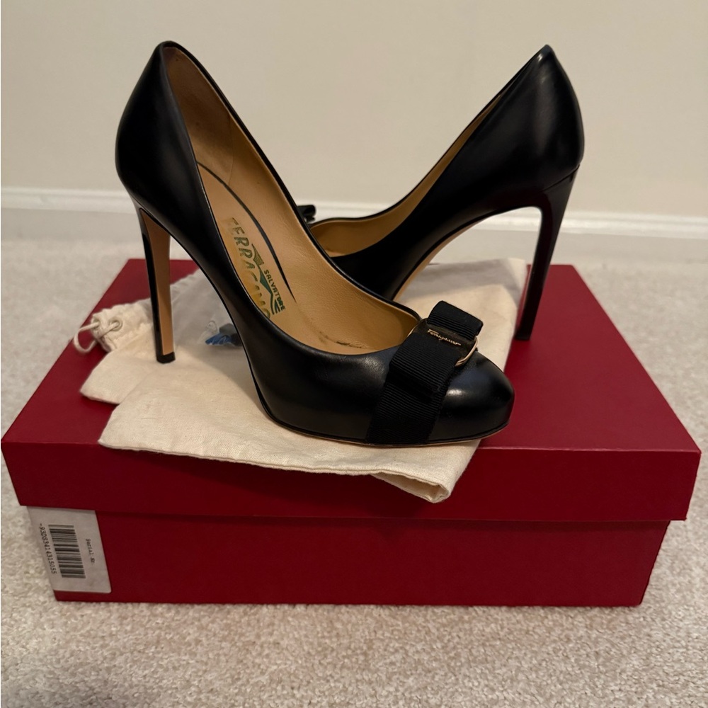 Salvatore Ferragamo Black Bow Heels